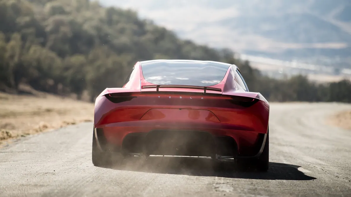 Tesla demonstrates Roadster jump and midair flip