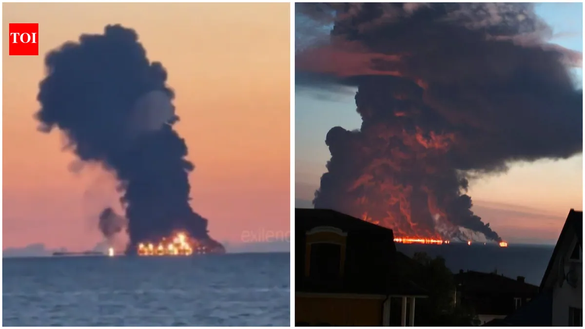 Tanker catches fire off Sochi; all 23 crew members rescued
